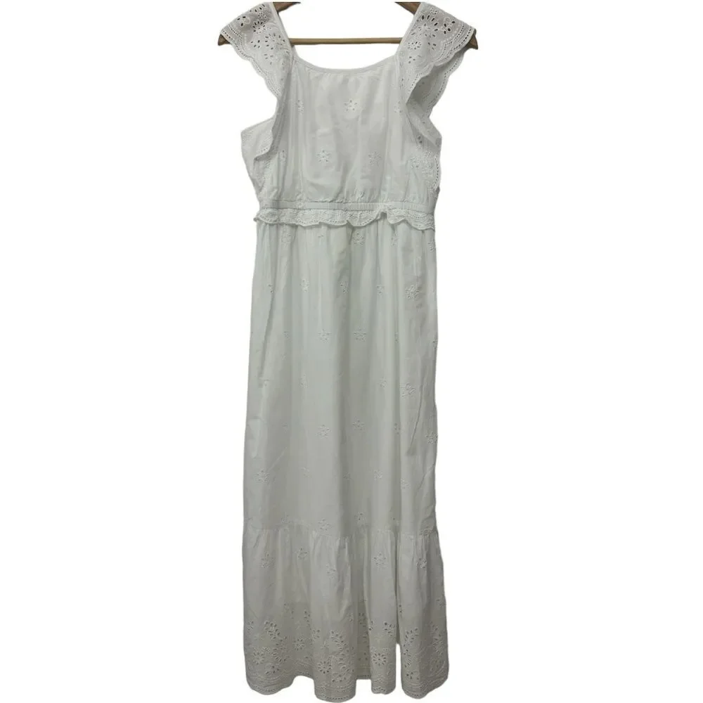 Justice White Eyelet Lace Maxi Dress Size 14